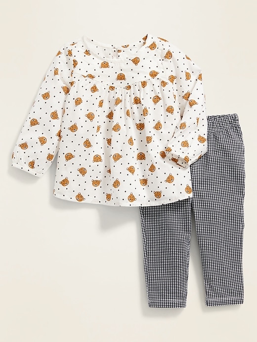 View large product image 1 of 1. Woven Top and Jersey Leggings Set for Baby