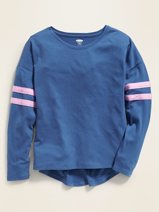 View large product image 1 of 1. Softest Sleeve-Stripe Tee for Girls