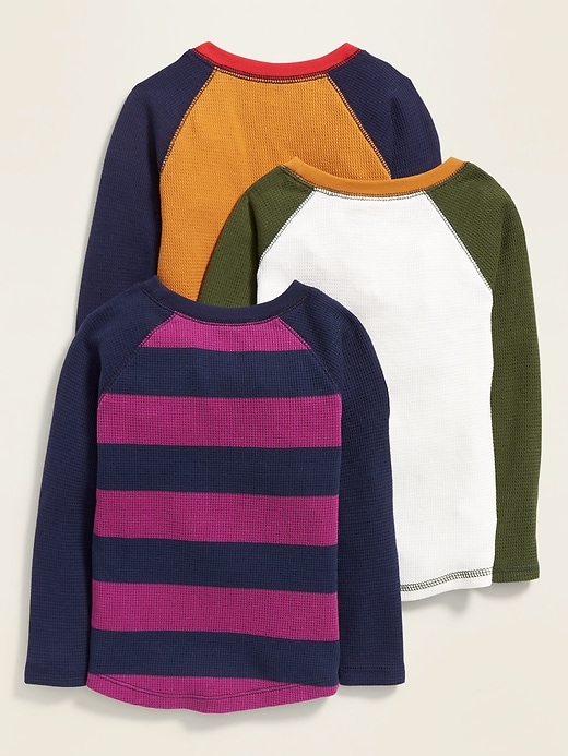 View large product image 2 of 2. Color-Block Thermal-Knit Raglan Tee 3-Pack for Toddler Boys