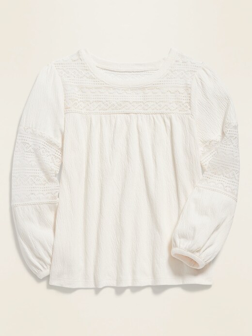 View large product image 1 of 1. Lace Balloon-Sleeve Jersey Top for Girls