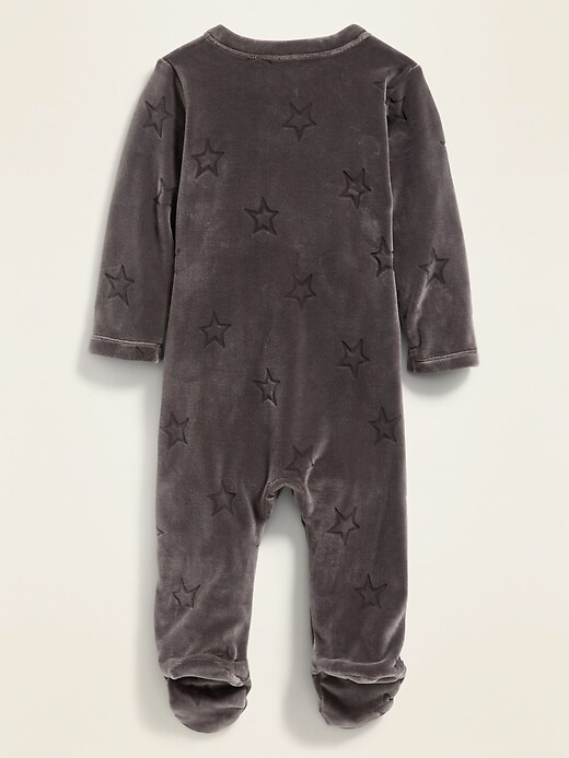 View large product image 2 of 2. Velour Debossed-Star Footed One-Piece for Baby