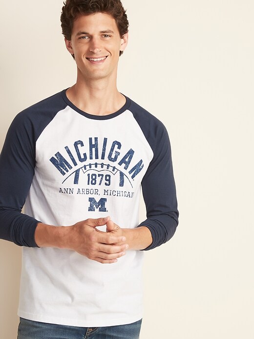 View large product image 1 of 1. College-Team Graphic Raglan-Sleeve Tee for Men