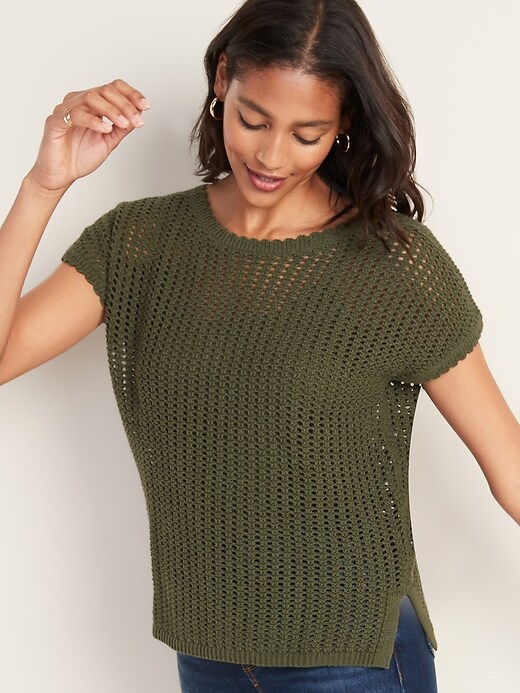 Relaxed Dolman-Sleeve Crochet Sweater for Women | Old Navy