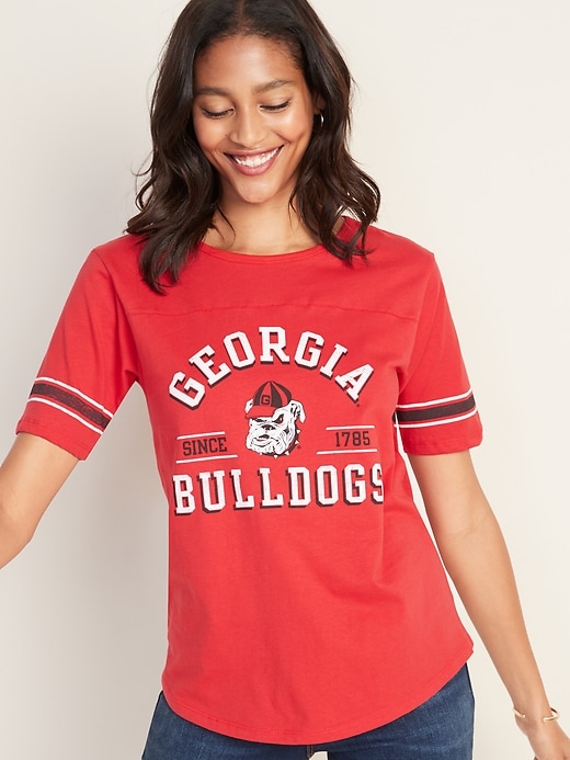 View large product image 1 of 1. University of Georgia&#174 "Georgia Bulldogs Since 1785" Sleeve-Stripe Tee for Women