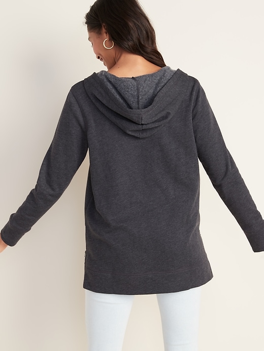 Image number 2 showing, Boyfriend French Terry Side-Zip Tunic Hoodie for Women