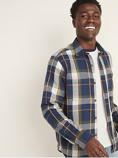 Regular-Fit Plaid Pocket Shirt for Men