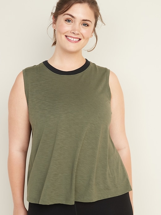 View large product image 1 of 1. Plus-Size Jersey Performance Swing Tank