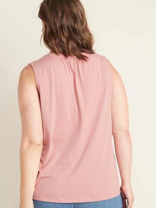 Image number 2 showing, Pintucked Split-Neck Plus-Size Jersey Top