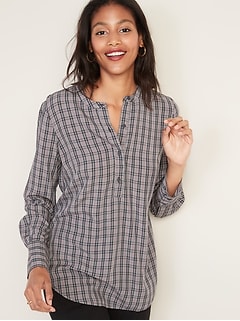 Plaid Pullover Tunic for Women