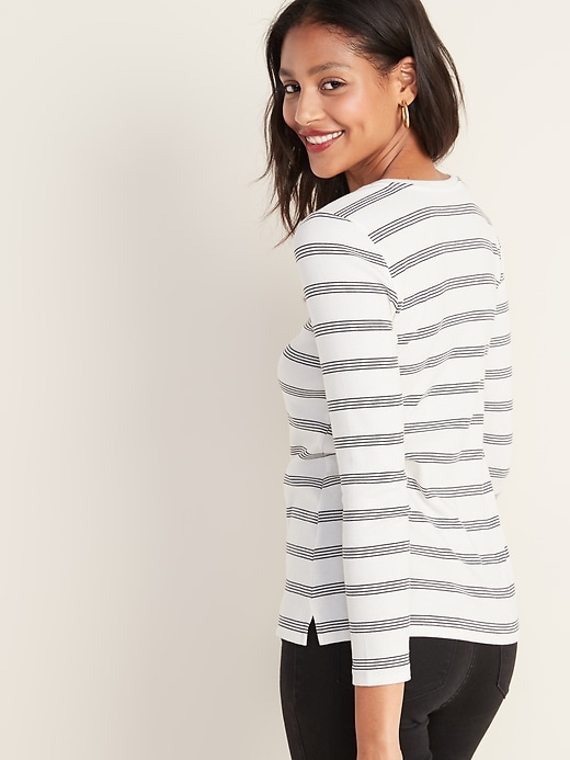 Image number 2 showing, Slim-Fit Striped Rib-Knit Tee for Women
