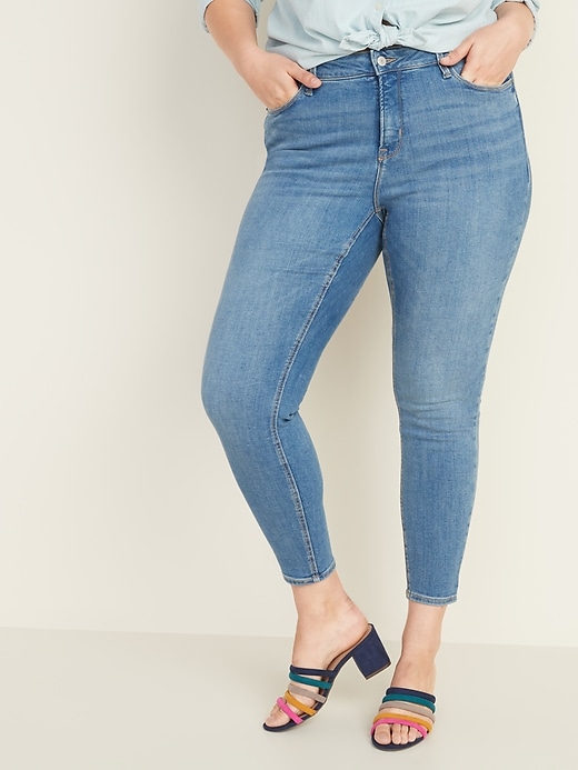 Image number 1 showing, High-Waisted Plus-Size Secret-Slim Rockstar Super Skinny Jeans