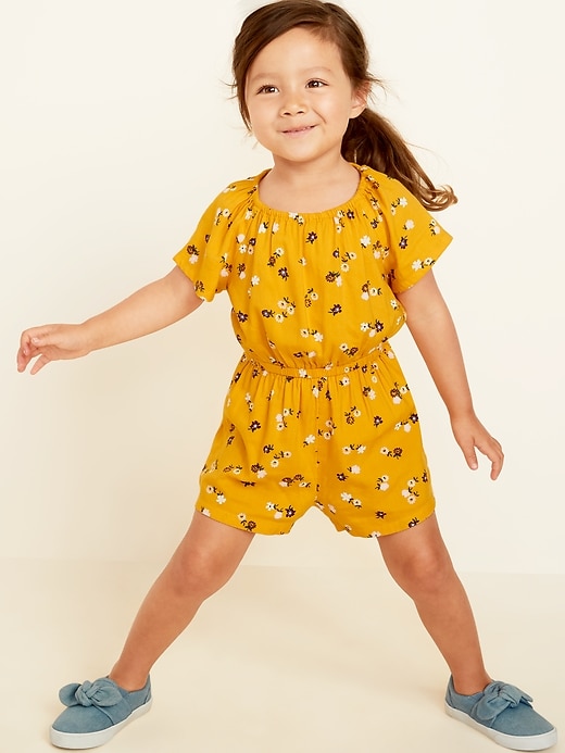 View large product image 1 of 1. Printed Flutter-Sleeve Romper for Toddler Girls
