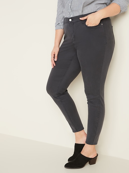Image number 1 showing, High-Waisted Secret-Slim Pockets Plus-Size Rockstar Super Skinny Sateen Jeans