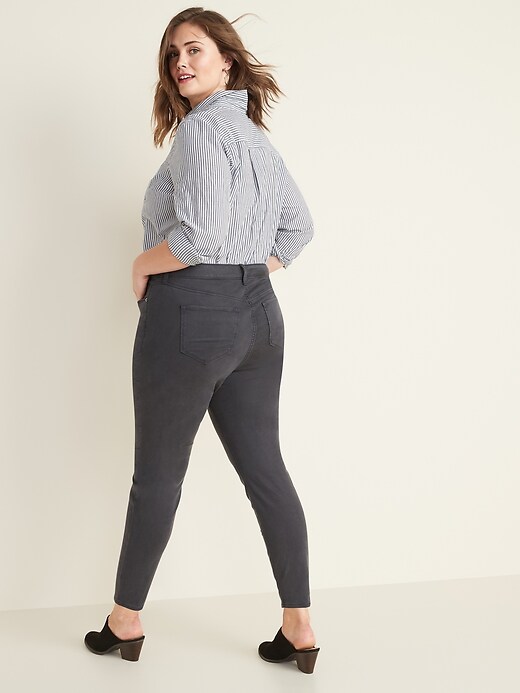 Image number 2 showing, High-Waisted Secret-Slim Pockets Plus-Size Rockstar Super Skinny Sateen Jeans