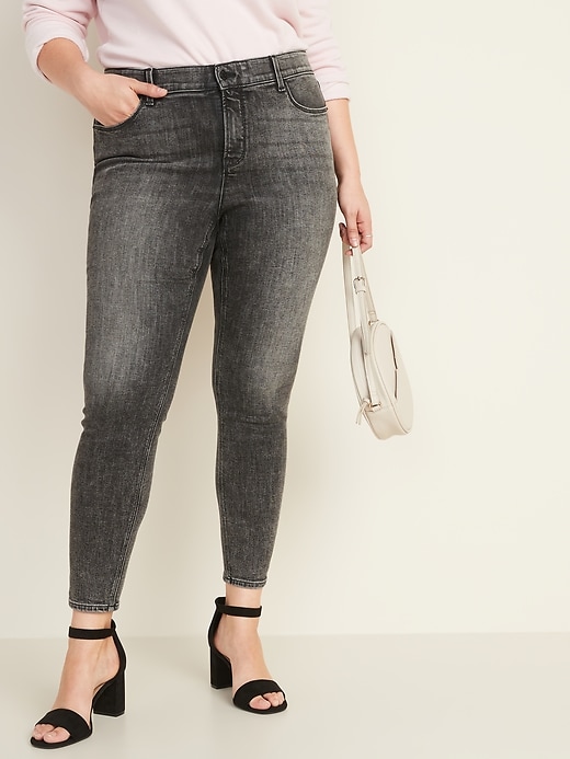 Image number 1 showing, High-Waisted Secret-Slim + Waistband Plus-Size Rockstar Super Skinny Jeans