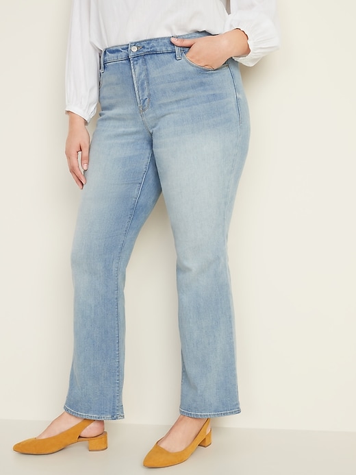 Image number 1 showing, High-Waisted Secret-Smooth Pockets Kicker Boot-Cut Plus-Size Jeans