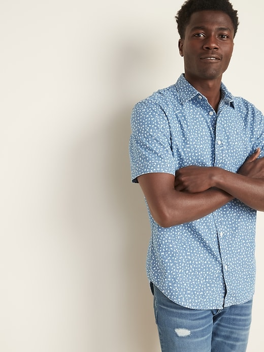Image number 4 showing, Slim-Fit Printed Chambray Shirt