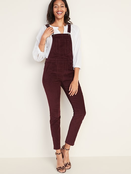 Image number 1 showing, Straight Corduroy Overalls for Women