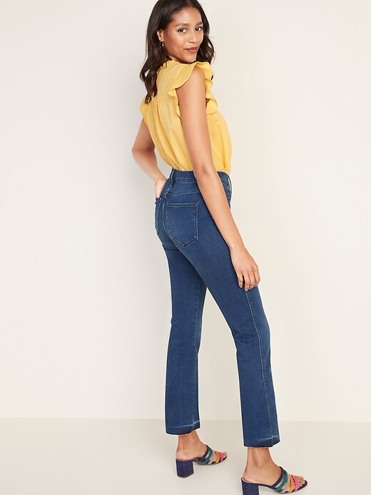 Image number 2 showing, High-Waisted Raw-Edge Flare Ankle Jeans For Women