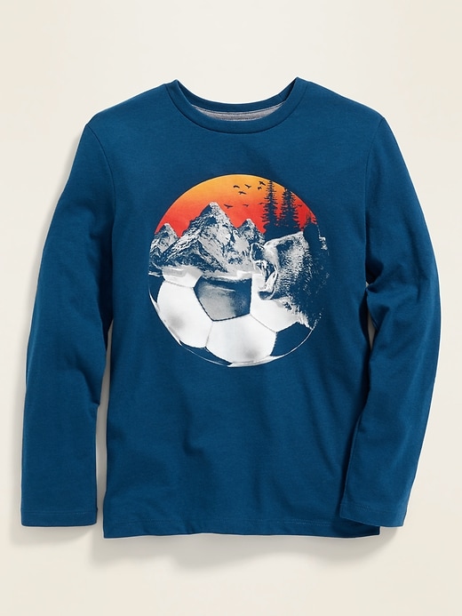 View large product image 1 of 2. Graphic Crew-Neck Long-Sleeve Tee For Boys