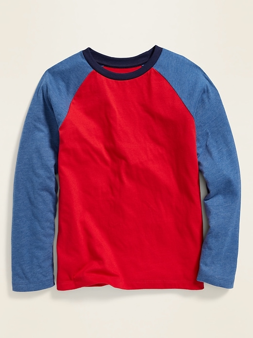 View large product image 1 of 1. Softest Color-Blocked Raglan-Sleeve Tee For Boys