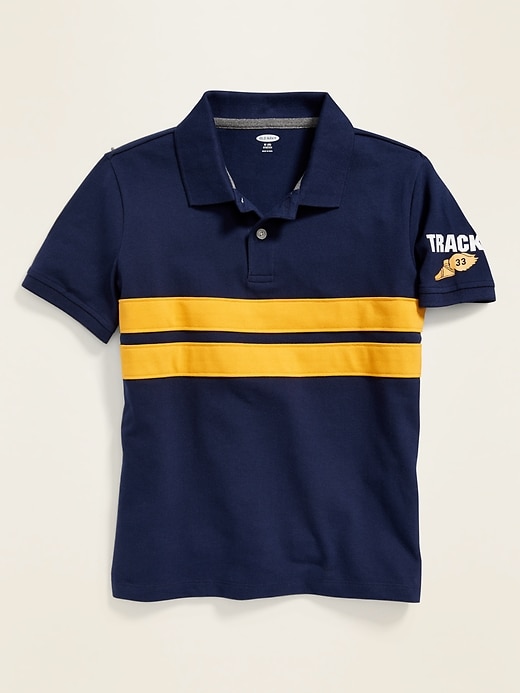 View large product image 1 of 1. Built-In Flex Chest-Stripe Pique Polo For Boys