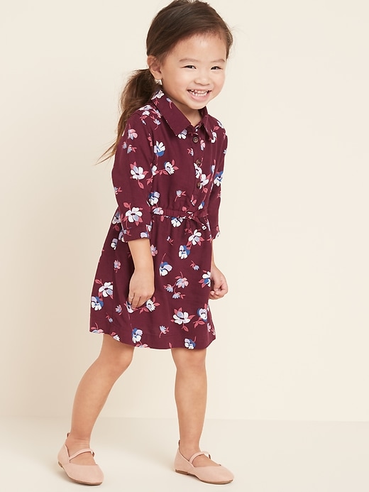 View large product image 1 of 1. Printed Cinched-Waist Shirt Dress for Toddler Girls