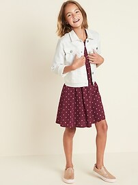 View large product image 3 of 3. Patterned Waist-Defined Dress for Girls