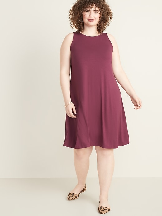 View large product image 1 of 1. Sleeveless Plus-Size Jersey Swing Dress