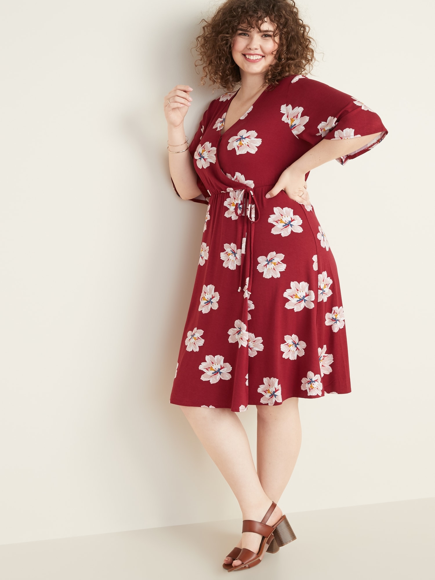 Fit & Flare Faux-Wrap Plus-Size Dress | Old Navy