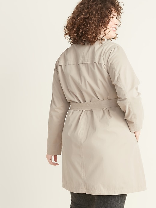 Image number 2 showing, Water-Resistant Tie-Belt Plus-Size Trench Coat