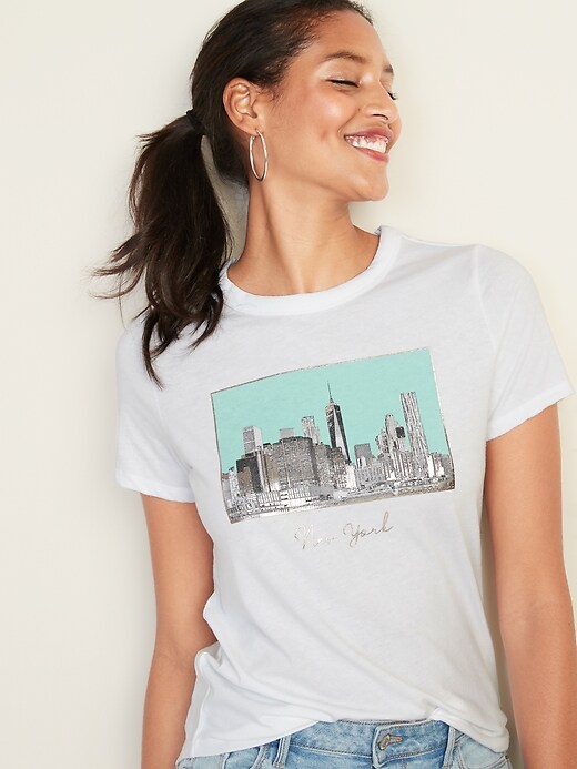 View large product image 1 of 1. New York Graphic Tee For Women