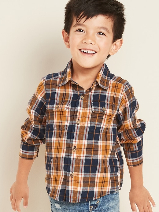 View large product image 1 of 3. Plaid Twill Utility Shirt for Toddler Boys