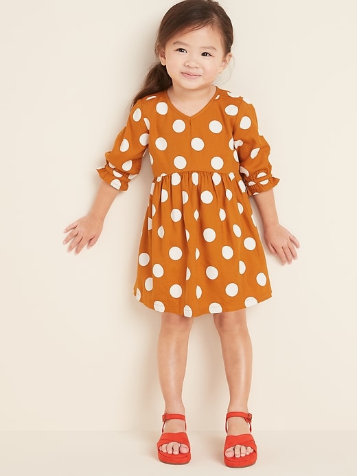 View large product image 1 of 1. Fit & Flare Twill Dress for Toddler Girls