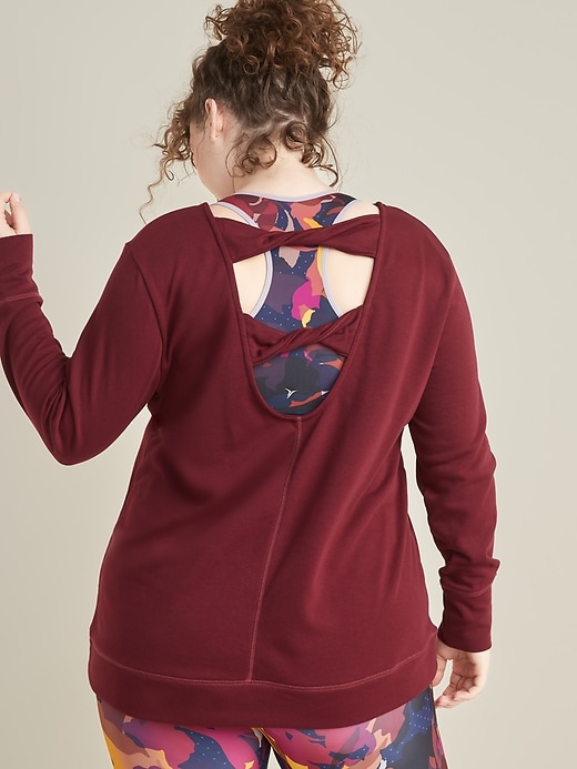 Image number 1 showing, Relaxed Plus-Size Twist-Back French-Terry Sweatshirt