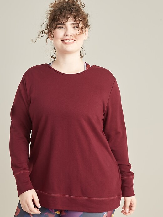 Image number 2 showing, Relaxed Plus-Size Twist-Back French-Terry Sweatshirt