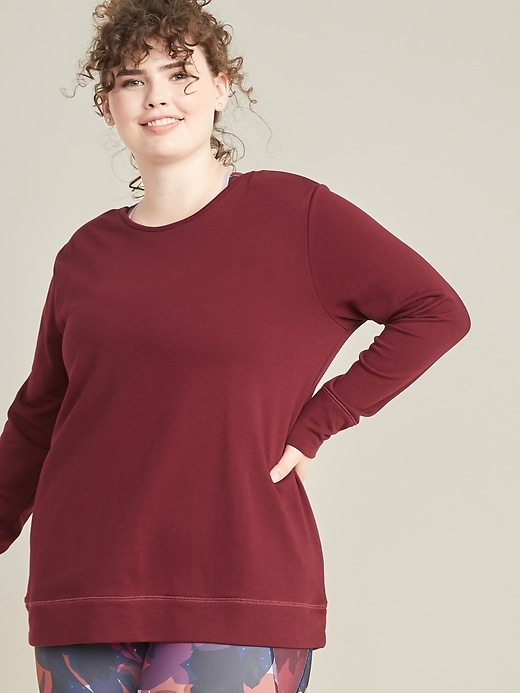 Image number 4 showing, Relaxed Plus-Size Twist-Back French-Terry Sweatshirt