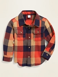 View large product image 3 of 3. Buffalo-Plaid Flannel Utility Shirt for Toddler Boys