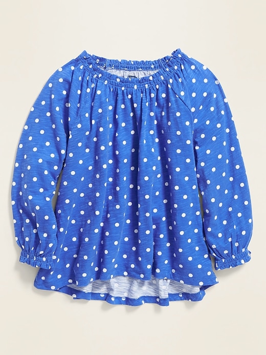 View large product image 1 of 1. Smocked-Neck Slub-Knit Top for Girls