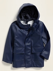 View large product image 4 of 4. Water-Resistant Hooded Rain Jacket for Toddler Boys