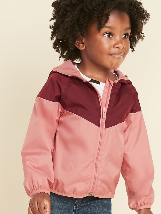 View large product image 1 of 4. Hooded Color-Blocked Windbreaker for Toddler Girls