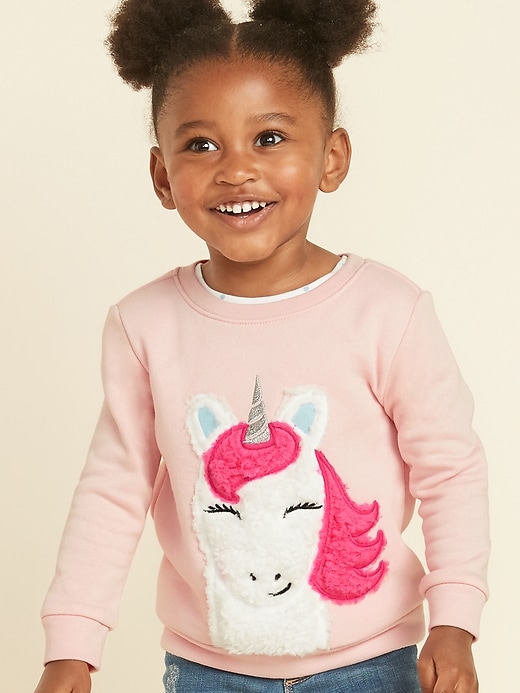 View large product image 1 of 4. Relaxed Critter-Graphic Sweatshirt for Toddler Girls