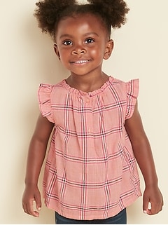 Ruffle-Trim Plaid Blouse for Toddler Girls