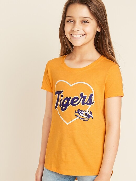 View large product image 1 of 2. College-Team Heart Graphic Tee for Girls