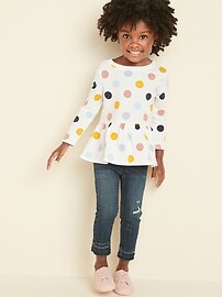View large product image 3 of 4. French Terry Polka-Dot Peplum Tunic for Toddler Girls