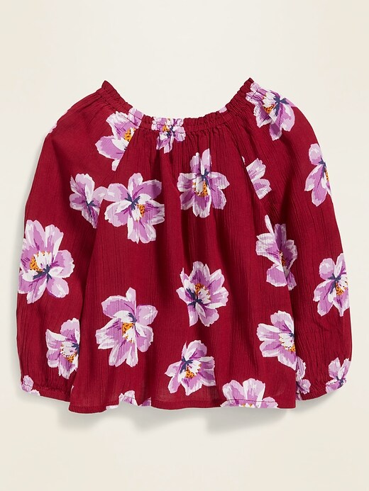 View large product image 2 of 3. Floral-Print Crinkle-Crepe Swing Top for Toddler Girls