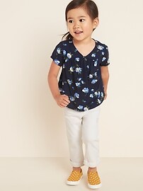 View large product image 3 of 4. Floral V-Neck Babydoll Top for Toddler Girls