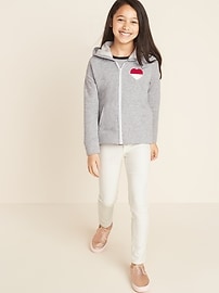 View large product image 3 of 3. Graphic Hi-Lo Hem Zip Hoodie for Girls