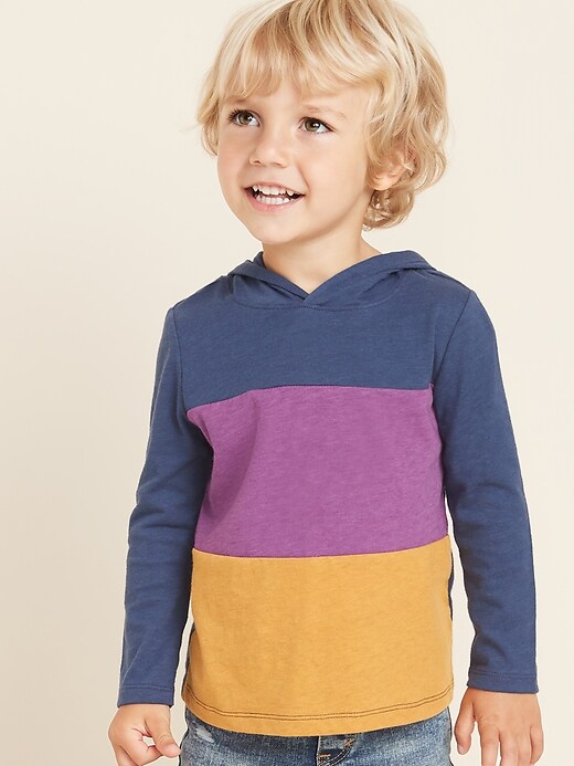 View large product image 1 of 1. Color-Blocked Slub-Knit Tee Hoodie for Toddler Boys