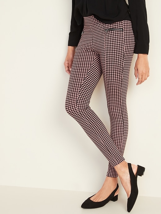 View large product image 1 of 1. High-Waisted Stevie Houndstooth Zip-Pocket Pants For Women